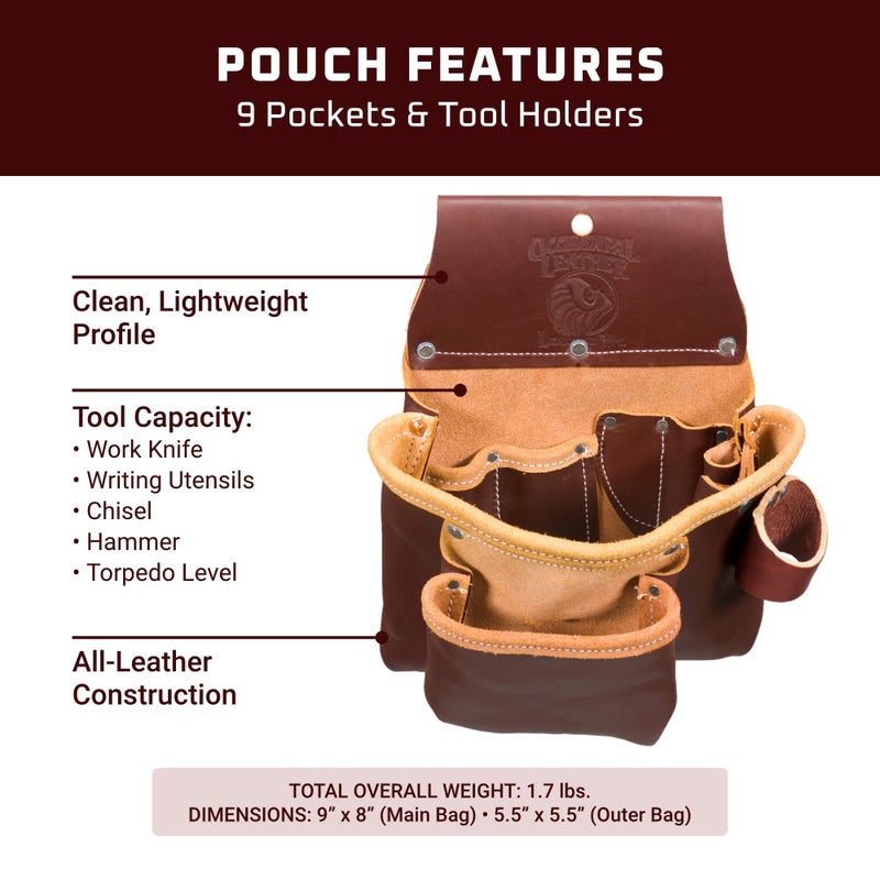 Occidental Leather 2 Pouch Pro Tool Bag - 9 Pockets & Tool Holders - Made in USA - Image 3